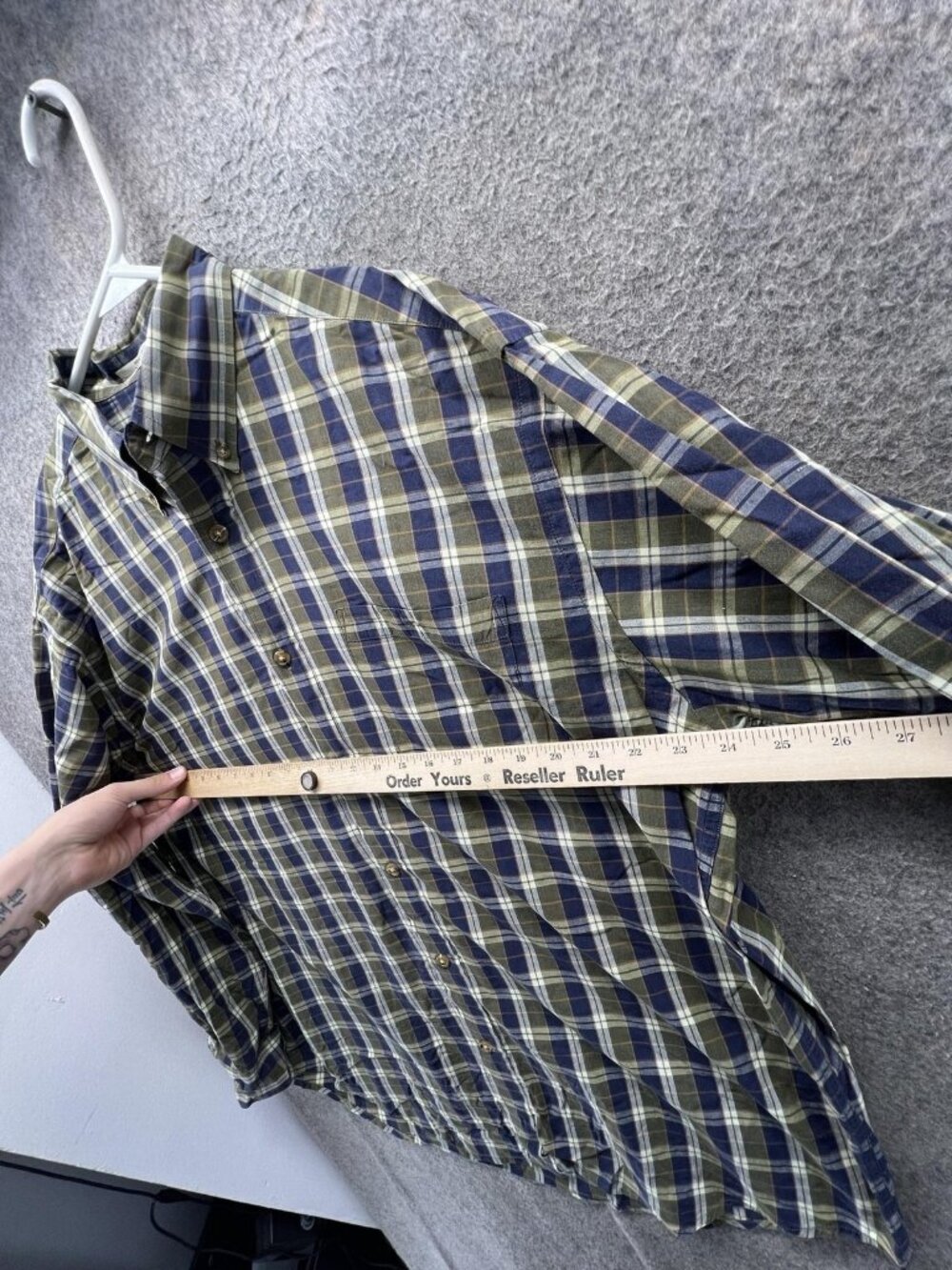 Orvis Shirt Men Large Blue Green Plaid Casual Button Down Cotton Preppy Outdoors - Picture 4 of 10
